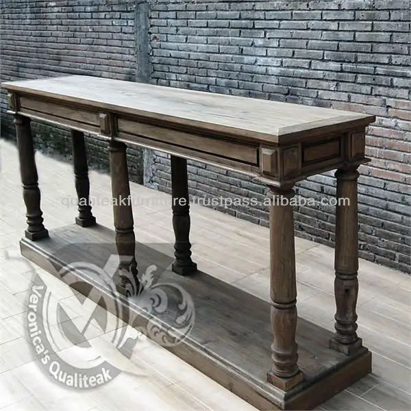 Старинная деревянная тумба стиль пристенный столик с эффект потертости