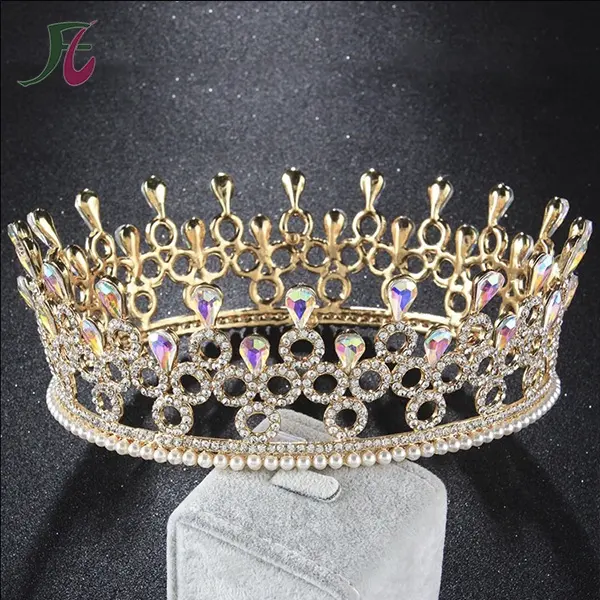 Европейские ювелирные изделия принцесса свадебная круглая полная круглая корона со стразами для свадьбы выпускного вечера