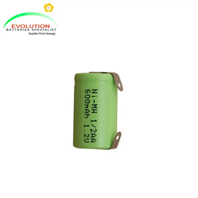 Batería recargable NiMH con lengüeta de soldadura, fabricante, 1/2AA, 600mAh, 1,2 V