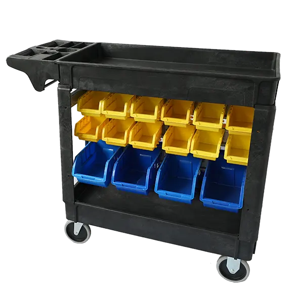 hand trolley plastic service utility cart with bin