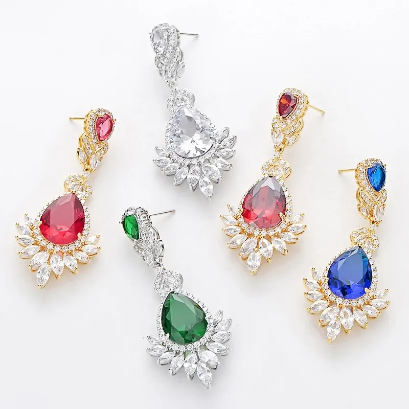Echsio Elegant Charm Dubai Gold Earrings Tops Design Minimalist Zircon Earrings For Women Wedding Jewelry Wholesale EH640