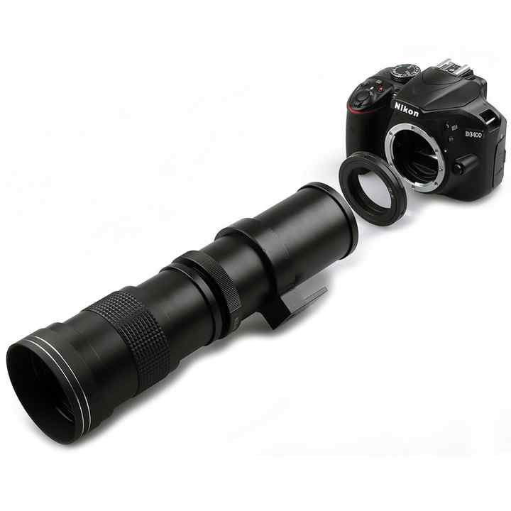 420-800mm F/8.3-16 Manual Zoom Super Telephoto Lens + T-Mount for Nikon D7500 D500 D600 D610 D700 D750 D800 D810 D850 D3100 Etc