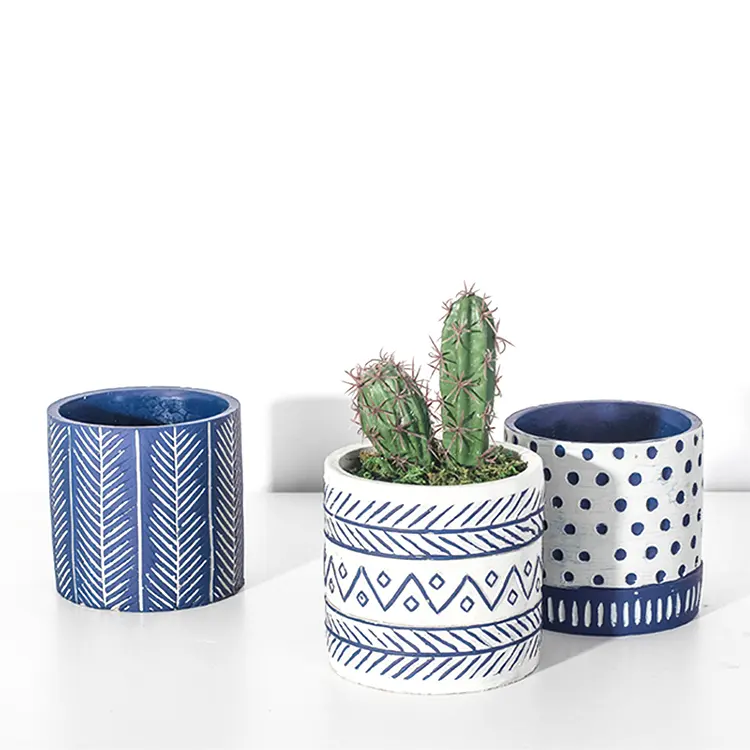 Interior de cimento decorativos vasos de flores mesa cactus planta suculenta pote com padrão