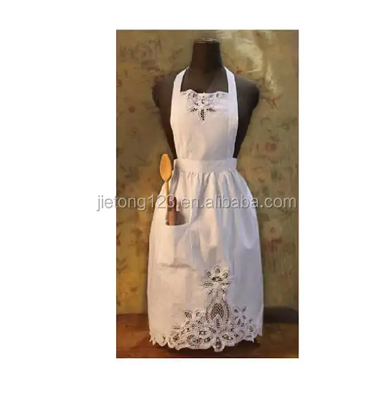 Deldi Dantel Önlükleri Mutfak Beyaz Kadın Elbise Önlükleri