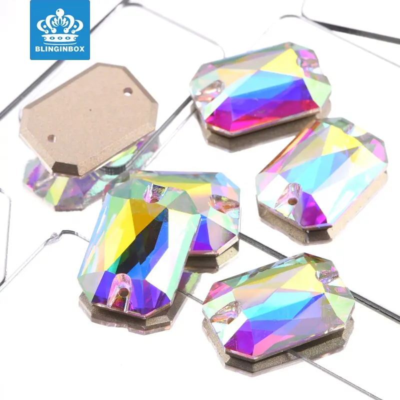 Mejor calidad Rectangular Octágono K9 de cristal Flatback diamantes de imitación de Joya para vestido