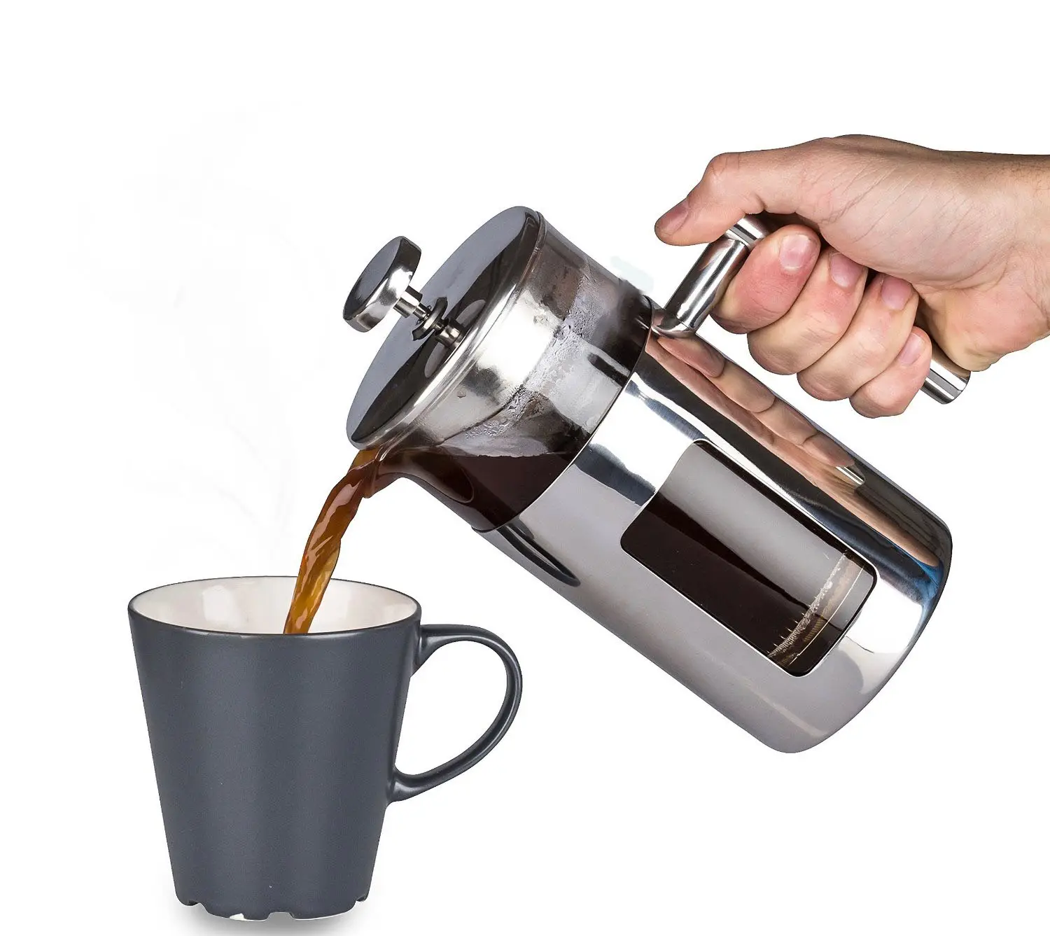 Homey-cafetera de acero inoxidable, estufa de café de borosilicato, prensa de vidrio de 32 oz