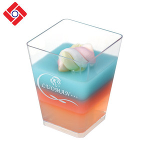 热销食品4盎司级一次性塑料小果冻布丁甜点杯，透明塑料迷你果冻杯