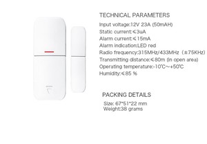 Nuevo producto Sensor de contacto magnético de ventana de seguridad inalámbrica de 433MHz - Product Image 5