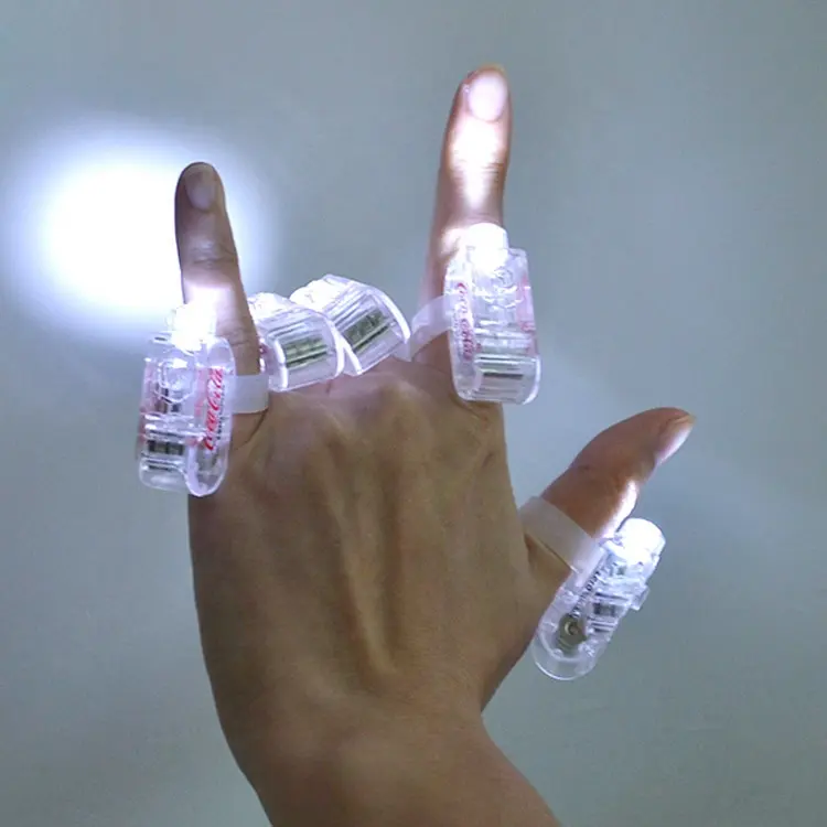 LINLI Пользовательский логотип печатная Перепродажа рекламная Рождественская Новогодняя вечеринка приветствие светодиодная подсветка пальца светодиодная игрушка для пальцев светящаяся подсветка пальца