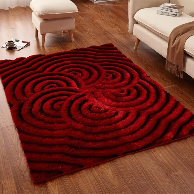 modern silk polyester 3d printed shaggy carpet