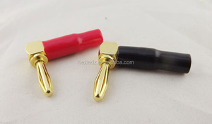 Altın kaplama L şekli 4mm muz erkek fiş ses konnektörü 4mm 90 derece dik açı muz ses hoparlör kablo vidalı konnektörler - Product Image 3