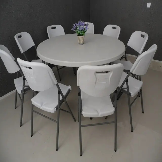 5ft 152cm precio barato de buena calidad alrededor de las mesas y sillas para eventos uso mesa plegable