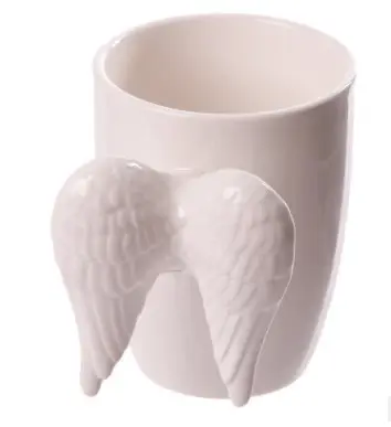 Personalizzato pianura bianco di ceramica tazza di latte di angelo ala tazza