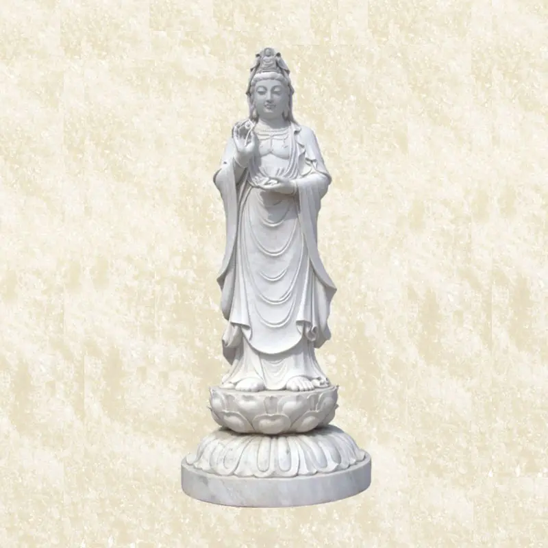 A grandezza naturale Cinese pietra bianca femmina alto statue di buddha