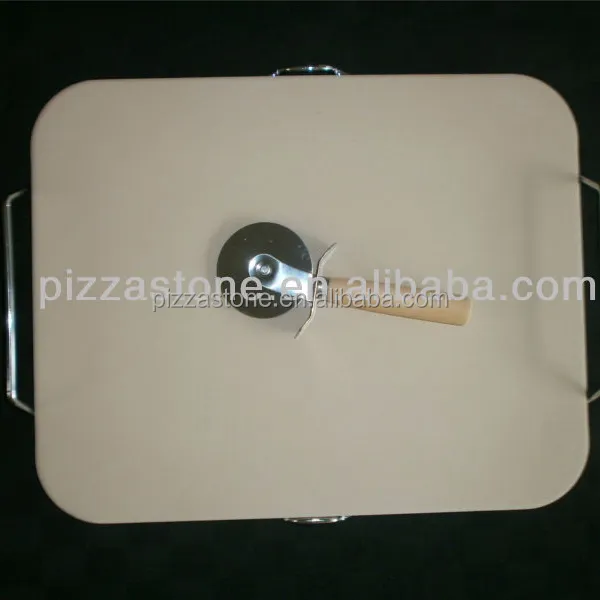 Rectangular Pizza Stone with metal rack