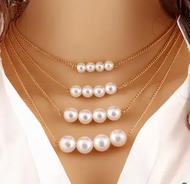 2016 Fashion multi strato collana di perle collana del choker del collare con pendente dei monili delle donne dichiarazione