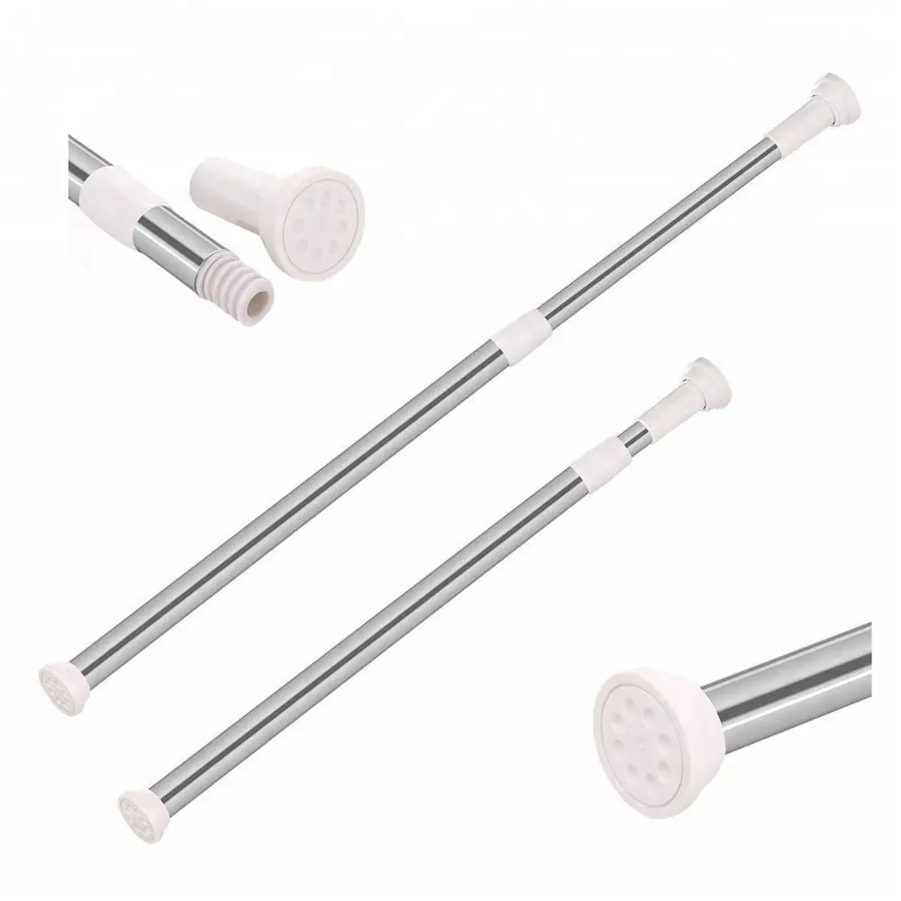 QJMAX Modern Tension Expandable Chrome Shower Curtain Pole