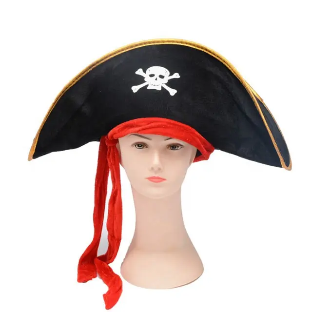 Chapéu pirata capitão preto da moda, para festa de halloween