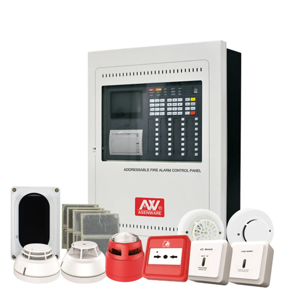 1-8 döngü LPCB yüksek kaliteli adresli yangın alarmı kontrol sistemi paneli 324 cihazlar 1 döngü