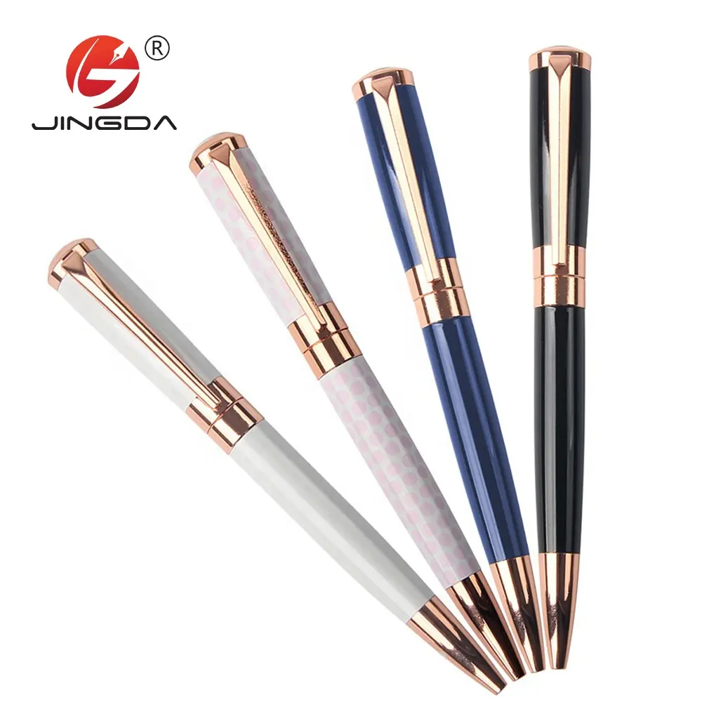 Alta qualidade dom itens Jingda boligrafos caneta fábrica fornecer luxo canetas promocionais canetas esferográficas de metal com logotipo personalizado