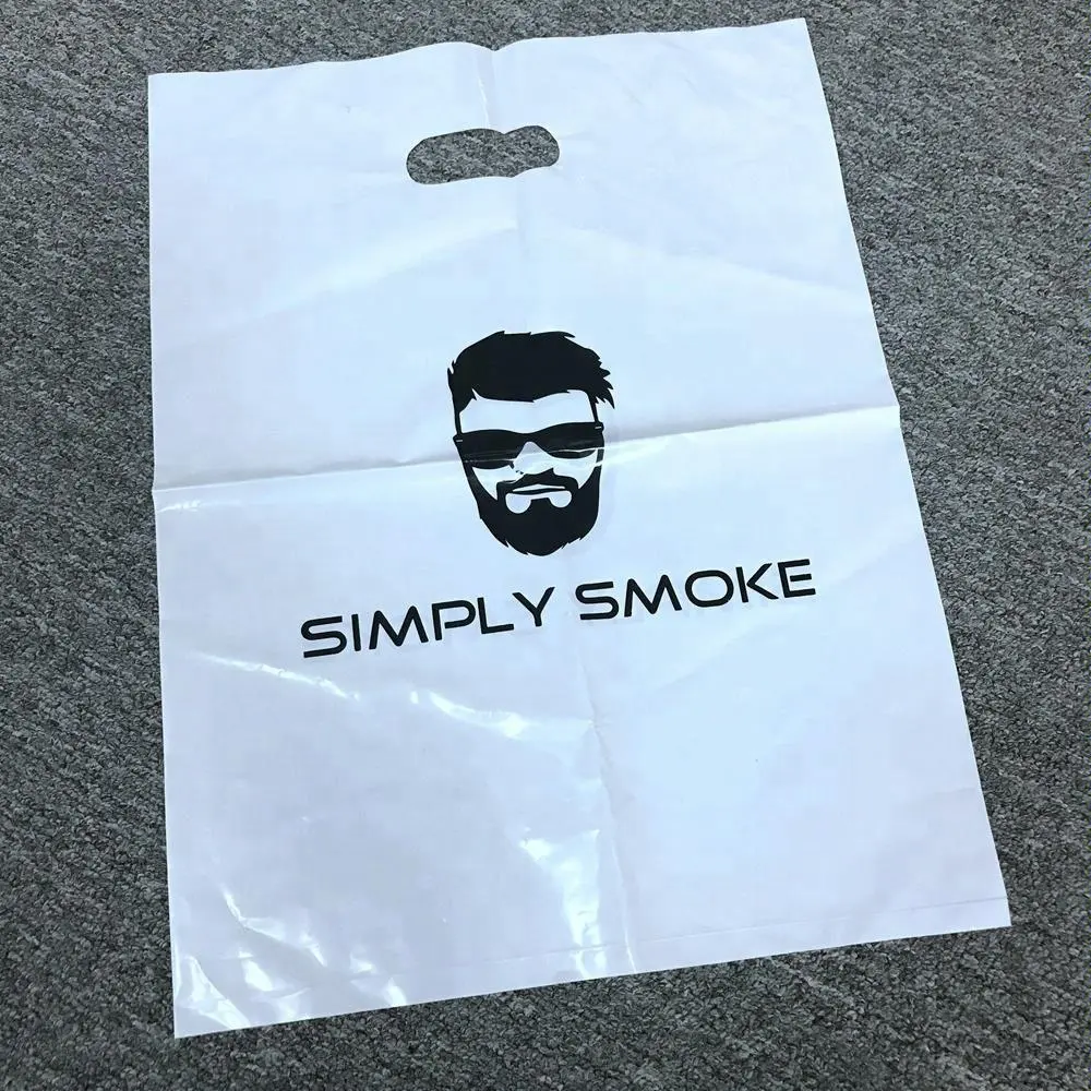 Bolsa de plástico con asa troquelada de LDPE con diseño de logotipo personalizado impreso