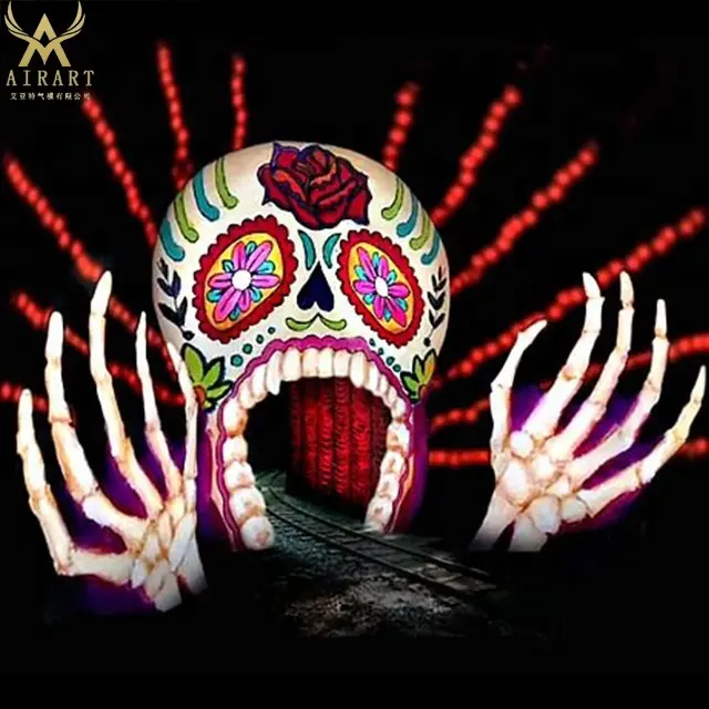 Halloween productos inflables más nuevos diablo inflable fantasma cráneo arco entrada para la decoración del festival