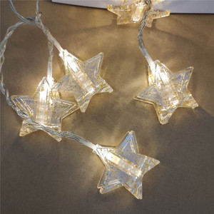 Luz de cadena LED con clip en forma de estrella alimentada por batería impermeable