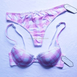 新的热 OEM 棉新胸罩内裤照片为年轻的女孩妇女胸罩集透明内穿 - Product Image 2