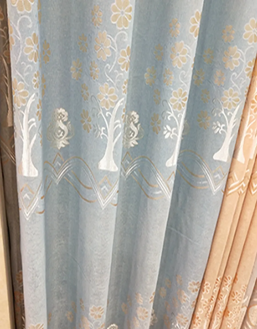 Cortinas y cortinas de algodón Jacquard opacas para ventana, suministro de fábrica
