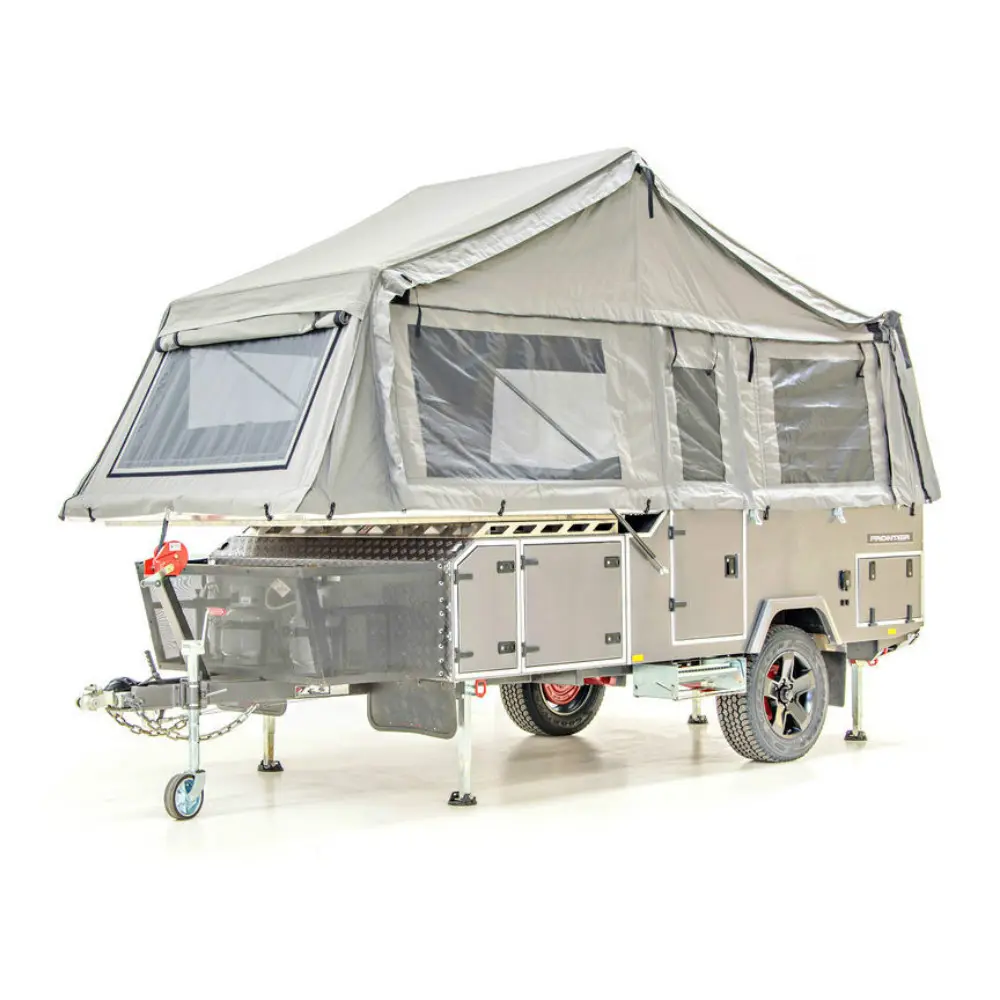customized chrome camping tent trailer with wheels
