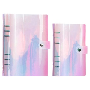 6 anello di Leganti Chiusura A Bottone A Pressione Allentato Cartella di Fogli Volanti Conchiglie Stretch Arcobaleno Colorato Trasparente Agenda PVC Morbido Della Copertura del Taccuino