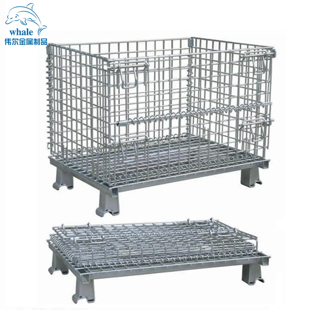 Foldable Collapsible Steel Metal Wire Mesh Storage Cage Pallet Containers, Wire Cages Wire Mesh Container