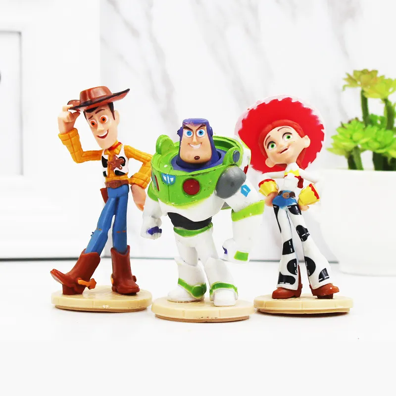 Brinquedo 4 juguetes woody figura de ação, brinquedo história jessies PVC figura boneca, 3 pcs/set buzz história brinquedo para o presente