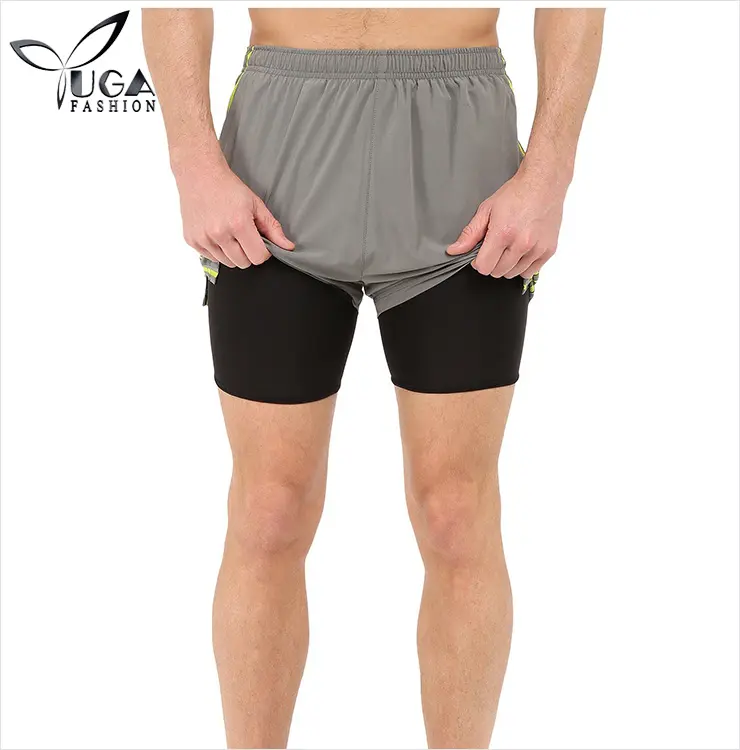 Da corsa Maratona Ginnastica Shorts Loose Fit Lycra Spandex 2 in 1 Uomini di Abbigliamento Sportivo di Fitness & Yoga Wear Proprio Disegno 200 Pcs Formato Libero