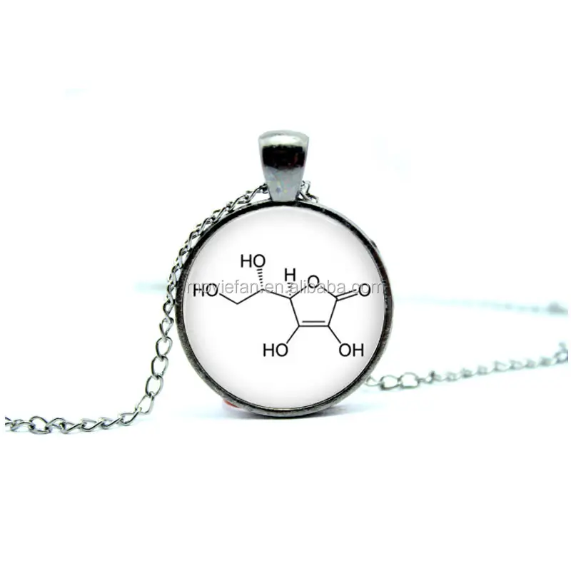 Chemistry Jewelry Vitamin C Pendant Ascorbic Acid Biology Glass Photo Cabochon Necklace