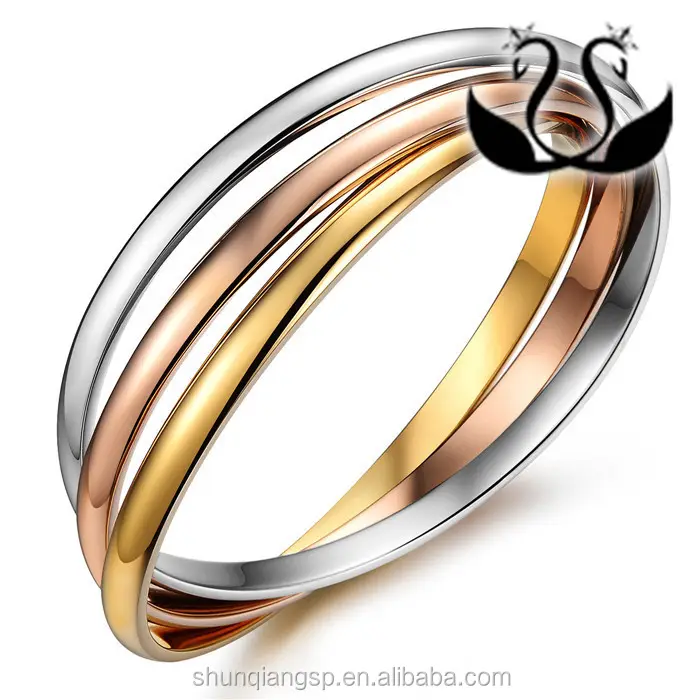 Pulsera de acero inoxidable personalizable con tres anillos, exquisito brazalete árabe