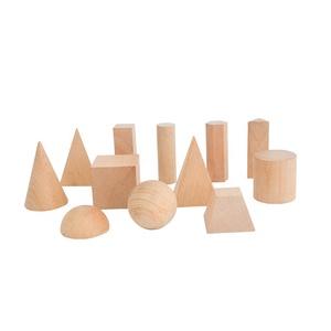 3D形状木质几何实体教学立方体积木木制蒙特梭利玩具