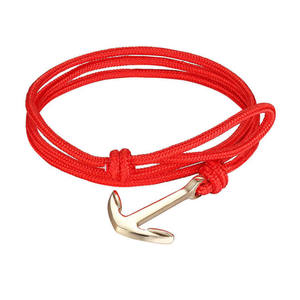 Corda de nylon ajustável artesanal, moda, vermelha, costura, âncora, pulseira