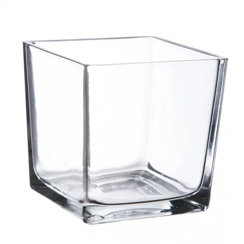 Square Clear Glass Vase for Weddings Office & Home Decor Party Events Flower & Terrarium Candle Holder