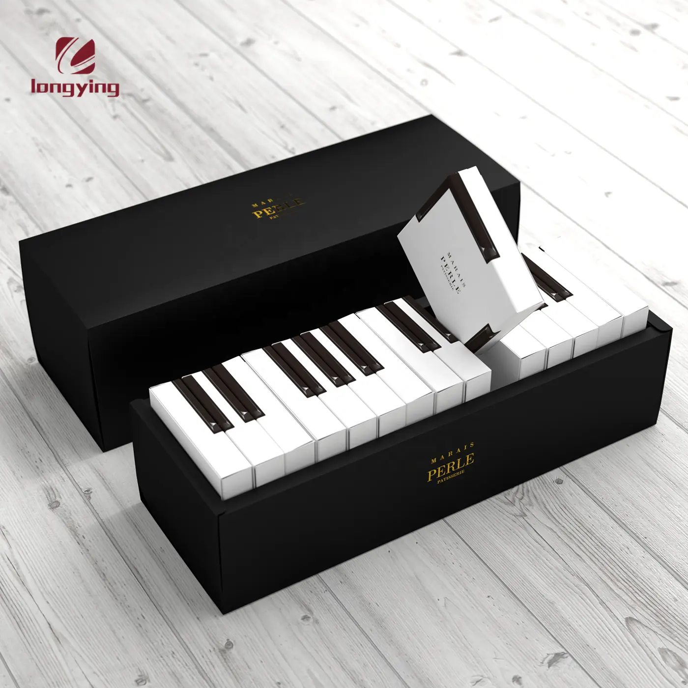 Creativegiftbox de cartón negro mate caja con pequeñas cajas de embalaje para teclado piano estilo cajas de embalaje