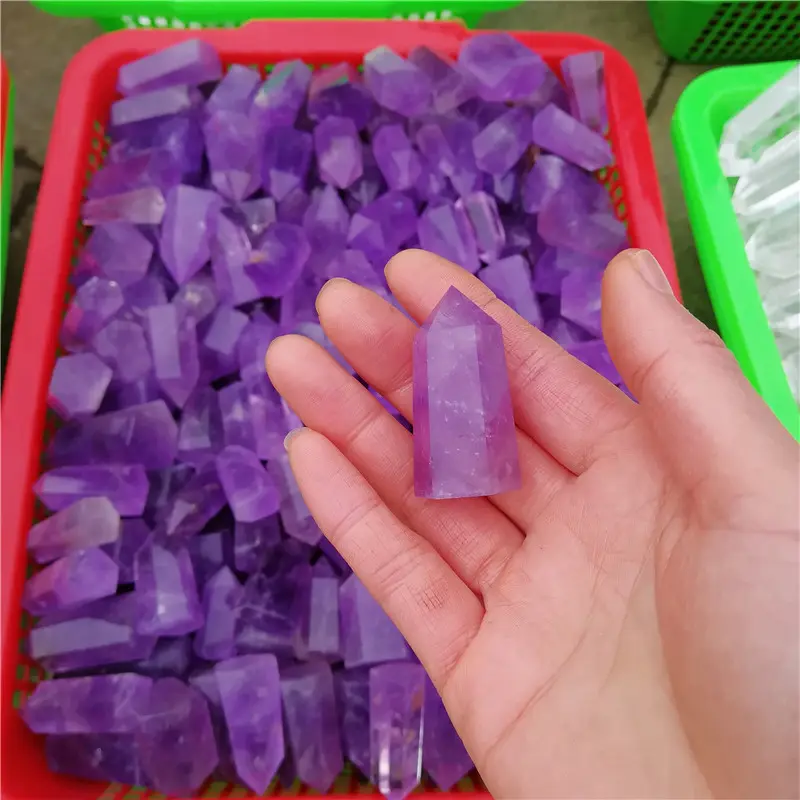 Venta al por mayor Piedra natural púrpura amatista varita de cristal amatista punto/columna