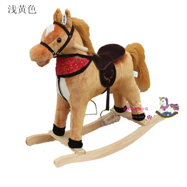 New sunrise bambini bella musica farcita peluche base in legno cavallo a dondolo giocattoli per i bambini