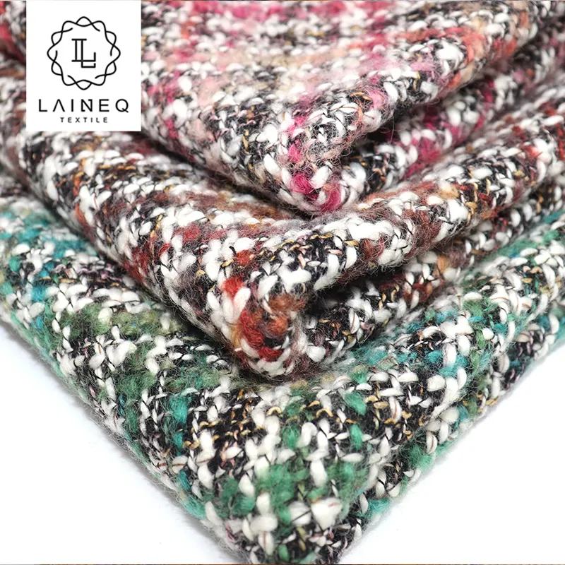 Círculo fantasia fio jacquard tweed tecido lã para o casaco de inverno