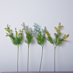 カスタムプラスチックミモザ花シングルブランチ4色人工緑植物装飾屋内 - Product Image 6