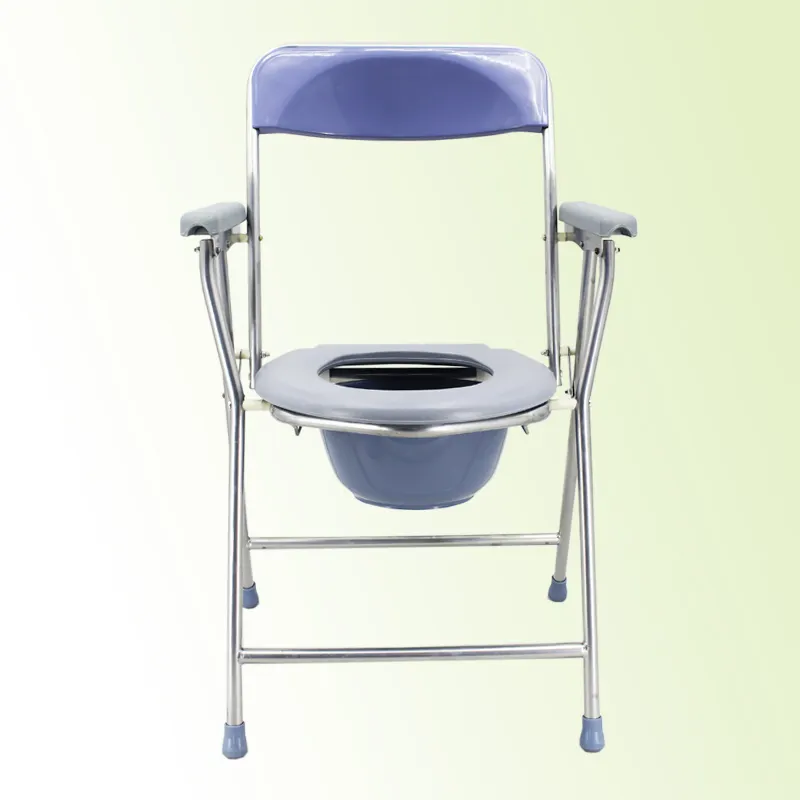 Chaise de commode invalide pliante économique de vente chaude avec le bassin commode et les mains courantes confortables pour les handicapés et les personnes âgées