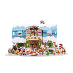 2025 Merry Christmas oyuncaklar DIY 3D bulmacalar çocuklar için noel hediyesi kabin 3D bilmecenin sihirli bulmaca ünlü mimari yapı