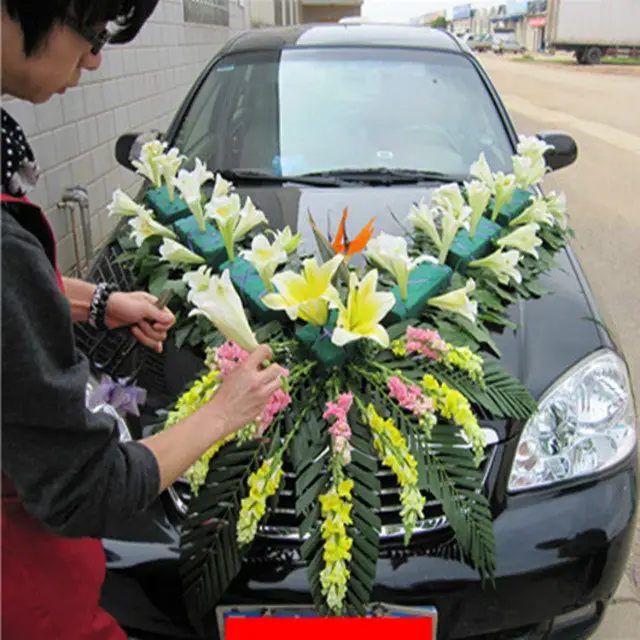 Verde floral húmeda de espuma para boda decoración del coche