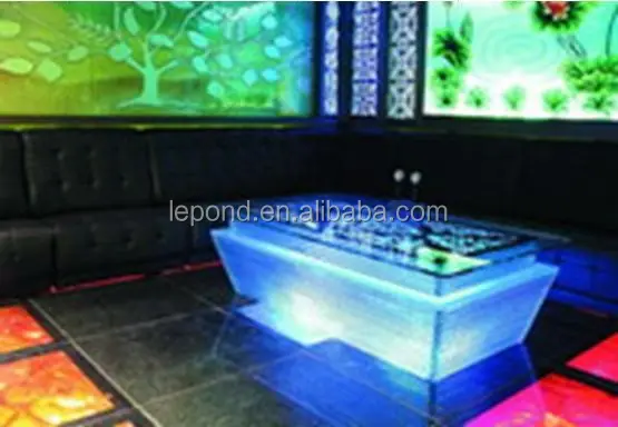 Mesa de café moderna sereia de vidro led ktv