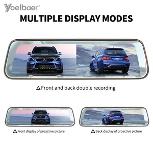 Yoelbaer 10 Inch Touch Screen Car DVR <strong>Rear</strong> View <strong>Mirror</strong> Dash Cam Full HD Car Camera 1080P Back Camera Dual Lens Video Recorder - Product Image 2
