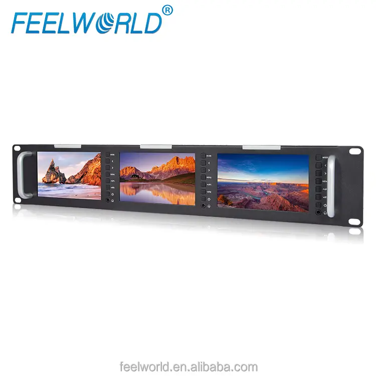 Feelworld 5 inç 2RU raf montaj LCD monitör SDI girişi ile metal konut